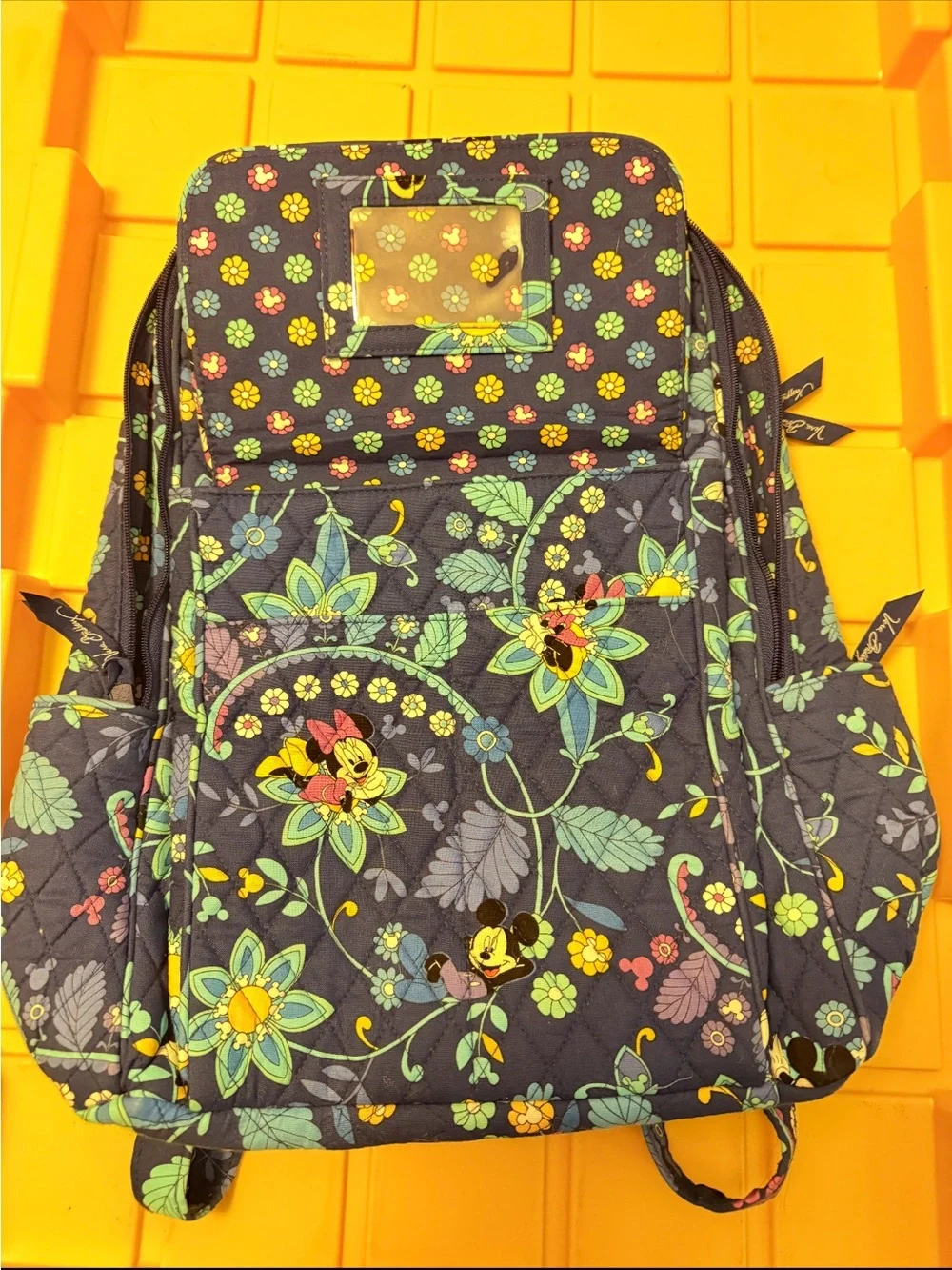 Vera Bradley Navy Floral Mickey Mouse Quilted Backpack
